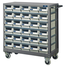 ITM MOBILE PARTS CABINET, METAL, 30 DRAWERS 880W x 400D x 880H