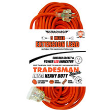Heavy Duty Ext Lead 10A Plug With a 15A Lead With a Power LED Indicator Socket ORANGE