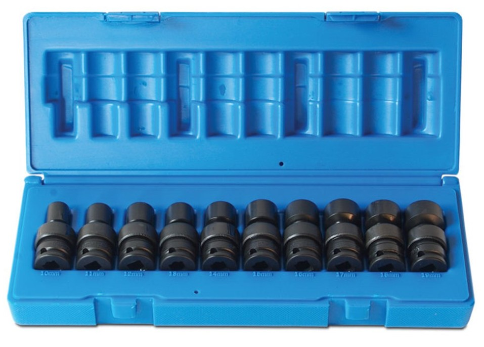 10 Piece 3/8 Drive Universal 6-Point Metric Standard Socket Set