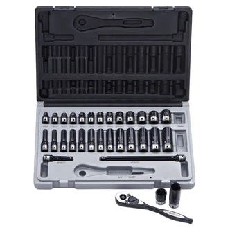 31 Piece 1/4 Drive 6-Point Metric, Standard & Deep Socket Set