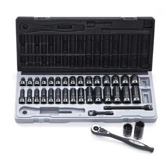 35 Piece 3/8 Drive 6-Point Metric, Standard & Deep Socket Set