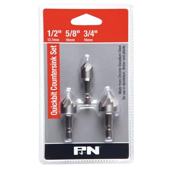 COUNTERSINK CRV QUICKBIT ROSE HEAD SET 3PC P&N