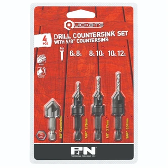 DRILL HSS & COUNTERSINK QUICKBIT ECO SET 4PC P&N