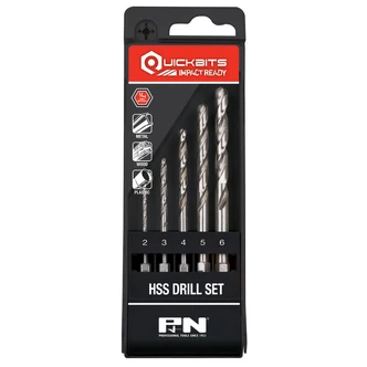 DRILL HEX SHANK HSS QUICKBIT SET 2-6MM 5PC P&N