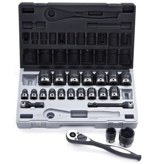 22 Piece 1/2 Drive 6-Point Imperial, Standard Socket Set