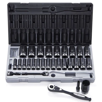 29 Piece 1/2 Drive 12-Point Metric, Deep Socket Set