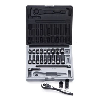 23 Piece 1/4 Drive 12-Point Imperial, Standard & Deep Socket Set