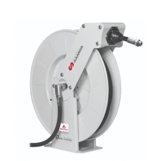 Spring Rewind Grease Hose Reel with 15m x 16mm hose and hose stop
