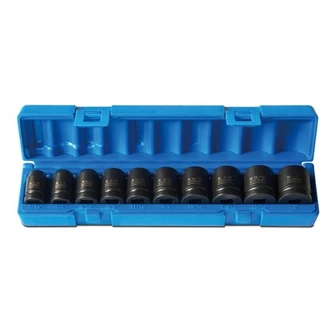 10 Piece 1/2 Drive 6-Point Imperial Standard Socket Set