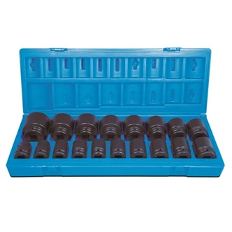 18 Pieces 3/4 Drive 6-Point Metric Standard Socket Set