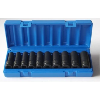 10 Pieces 1/2 Drive 6-Point Metric Deep Socket Set