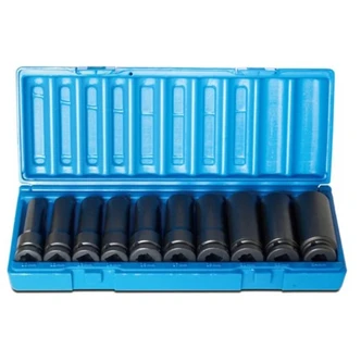 10 Pieces 1/2 Drive 6-Point Metric Deep Socket Set