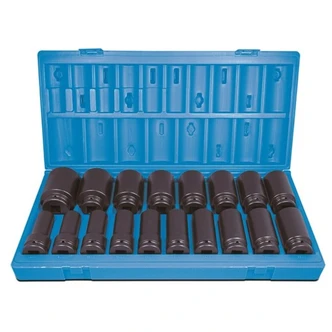 18 Pieces 3/4 Drive 6-Point Metric Deep Socket Set