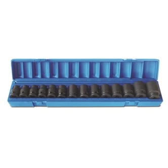 14 Pieces 1/2 Drive 6-Point Metric Standard Socket Set