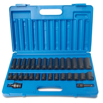 Action Impact Socket Set 1/2" Drive 30 Piece 6-Point Metric Std/Deep