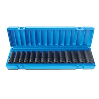 14 Pieces 1/2 Drive 12-Point Metric Deep Socket Set
