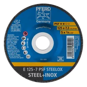 GRINDING WHEEL E 125x7.2x22.23mm UNIVERSAL LINE PSF STEELOX FOR STEEL/STAINLESS STEEL - 10PK