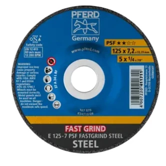 GRINDING WHEEL E 125x7x22.23mm UNIVERSAL LINE PSF FASTGRIND STEEL FOR STEEL - 10PK