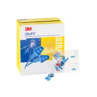 3M™ E-A-R™ UltraFit™ Earplugs 340-4007, Metal Detectable, Corded, Poly Bag, 100 Pair/Carton