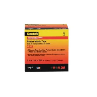 Scotch® Rubber Mastic Tape 2228, 2 in x 10 ft, Black, 10 Rolls/Case