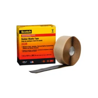 Scotch® Rubber Mastic Tape 2228, 1 in x 10 ft, Black, 12 rolls/Case