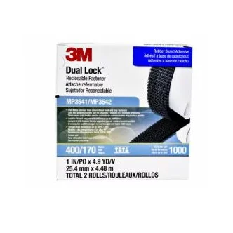 3M™ Dual Lock™ Reclosable Fastener MP3541/MP3542, Black, 1 in x 5 yd, Type 400/170, 5 Pack/Case