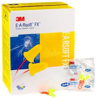 3M™ E-A-Rsoft™ FX™ Earplugs 312-1260, Corded, Poly Bag, 200 Pair