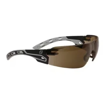 3M™ Helios Safety Spectacle S9155, Anti-Scratch/Anti-Fog Coating (HCAF), Vented, Black/Gray Frame, Brown Lens, 144 Ea/Case