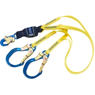 3M™ DBI-SALA® Force2™ Shock Absorbing Elasticated Lanyard Z12202580E, Double Tail, Yellow, 2 m