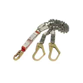 3M™ Protecta® Shock Absorbing Elasticated Webbing Lanyard AE529EY/5AU, Double Tail, Red/Gray