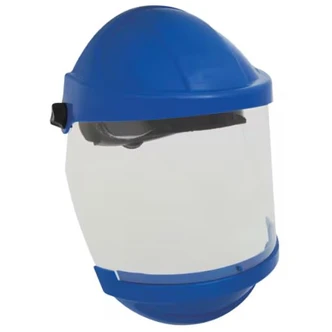 3M™ Faceshield Polycarbonate Visor VC107, with Ratchet Headgear, High Impact, Clear/Blue, 400mm x 175mm