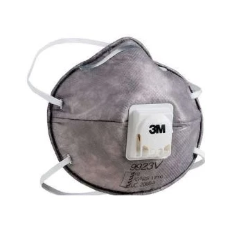 3M™ Cupped Particulate Respirator 9923V, P2, with Nuisance Level* Organic Vapour Relief, valved (BOX OF 10)