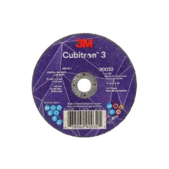 3M™ Cubitron™ 3 Cut-Off Wheel, 90032, 60+, T1, 3 in x 0.045 in x 3/8 in (75 x 1.6 x 9.53 mm), ANSI, 25/Pack