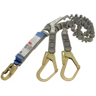 3M™ DBI-SALA® EZ-Stop™ Shock Absorbing Elasticated Webbing Lanyard - Double Tail Z60203634E, Grey, 1 Each/Case