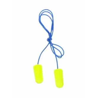 3M™ E-A-Rsoft™ Yellow Neons™ Earplug 311-1250, Corded, Poly Bag, Regular Size, 200 Pair