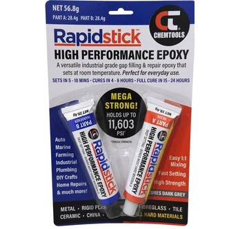 Rapidstick™ Epoxy, High Performance, Fast Set, Twin Tube Pack, Grey, 1:1, 56.8g (12PK)