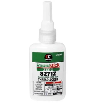 Rapidstick™ Zero Threadlocker (8271), Medium Threads, Red, 50ml Bottle - ZERO Hazard Symbols (12PK)