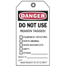 Graphic Safety Tags - Danger Do Not Use Reason Tagged (10Pk)