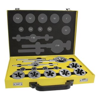 Alpha Die Set UNC Carbon 1/4in - 1in 12 Piece Metal Box