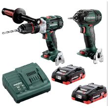 "18 V BRUSHLESS LTX Class Hammer Drill 130 Nm + 18 V BRUSHLESS 1/4"" Impact Driver Maximum Torque 200 Nm (2 X 4.0 Ah LiHD Battery Packs, ASC 55 Air-Co
