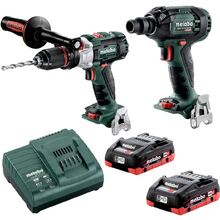 "18 V BRUSHLESS LTX Class Hammer Drill 130 Nm + 18 V BRUSHLESS 1/2"" Impact Wrench Maximum Torque 300 Nm (2 X 4.0 Ah LiHD Battery Packs, ASC 55 Air-Co