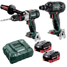 "18 V BRUSHLESS LTX Class Hammer Drill 130 Nm + 18 V BRUSHLESS 1/2"" Impact Wrench Maximum Torque 300 Nm (2 X 8.0 Ah LiHD Battery Packs, ASC 55 Air-Co