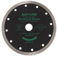 Austsaw - 150mm(6in) Diamond Blade Continuous Rim - 20mm Bore - Continuous