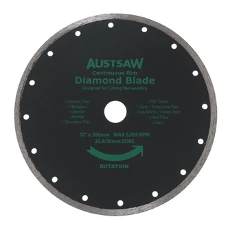 Austsaw - 300mm(12in) Diamond Blade - 25.4/20mm Bore