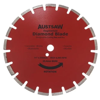 Austsaw - 350mm (14in) Diamond - 25.4/20mm Bore