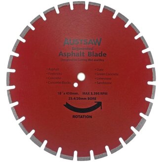 Austsaw - 450mm(18in) Diamond Blade Segmented Asphalt - 25.4mm Bore - Asphalt