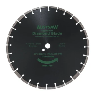 Austsaw - 530mm(20in) Diamond Blade Segmented General Purpose - 25.4mm Bore - Gen. Purpose