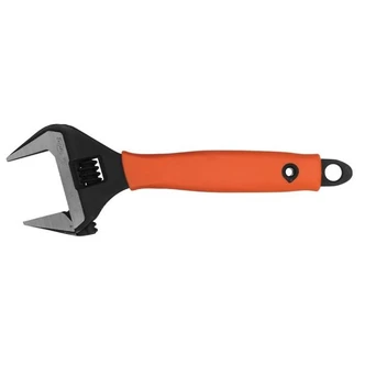 Wide Jaw Wrench 200mm (8'') L/H Thread Safety Nose with Orange Grip
