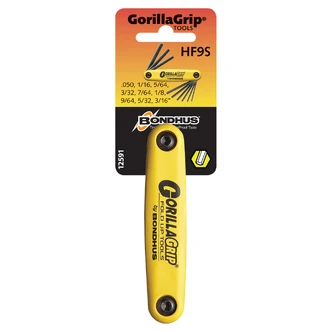 BONDHUS SET 9 HEX GORILLAGRIP FOLD UP .050-3/16"