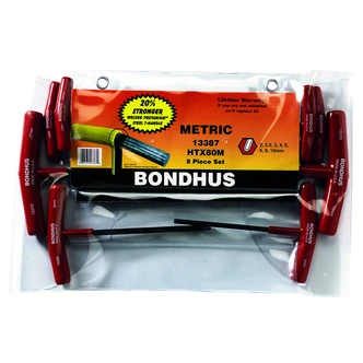 BONDHUS SET 6 HEX T-HDL 9" LENGTH 2-6MM